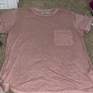 Distressed peachy color tee